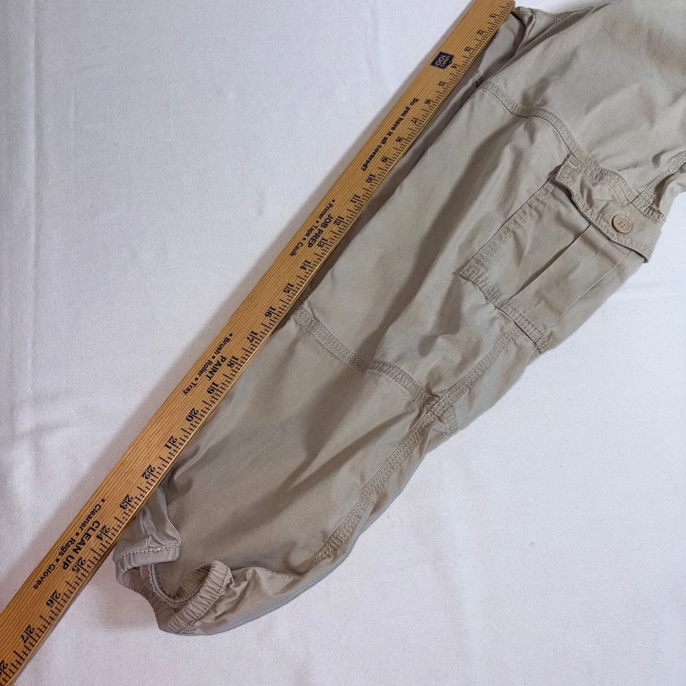 Abercrombie Kids Cargo Jogger Pants age 11 / 12 Tan  Elastic Waist Utility